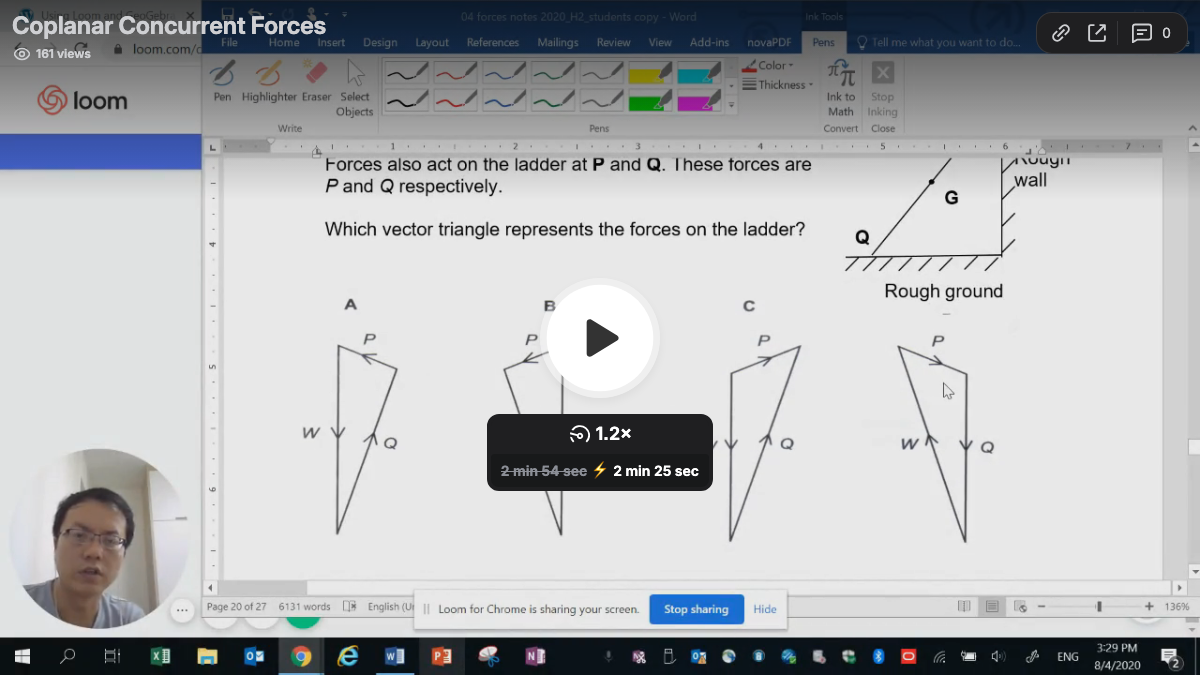 Forces on a ladder on a wall interactive preview