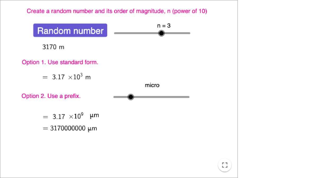 Standard Form and Prefixes interactive preview