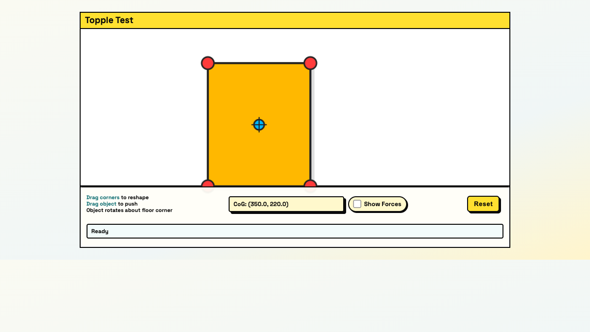 Topple Test Simulation with Forces interactive preview